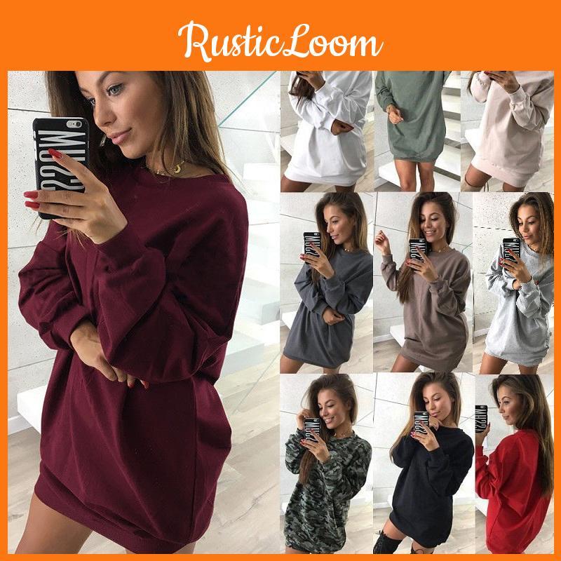 Stylish Women's Oversized Hoodie Dress Long Pullover Sweatshirt For Winter Wear