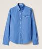 Nanyou Unisex Blue MM Letter Embroidery Long-Sleeve Shirt
