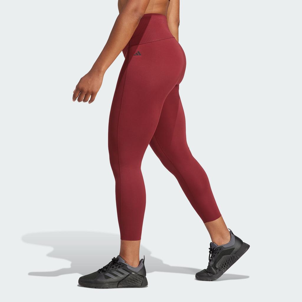 Adidas SS23 Solid Color Quick-Dry Cropped Fitness Pants Women Bottoms Dark-Red IA7163