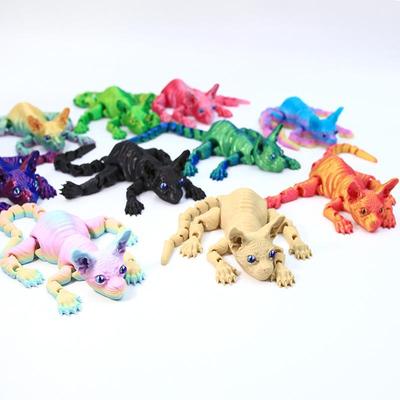 3D tištěná figurka bezsrsté kočky, Realistická kloubová hračka Sphynx kočky, Roztomilá fidget hračka a dekorace domova pro nadšence