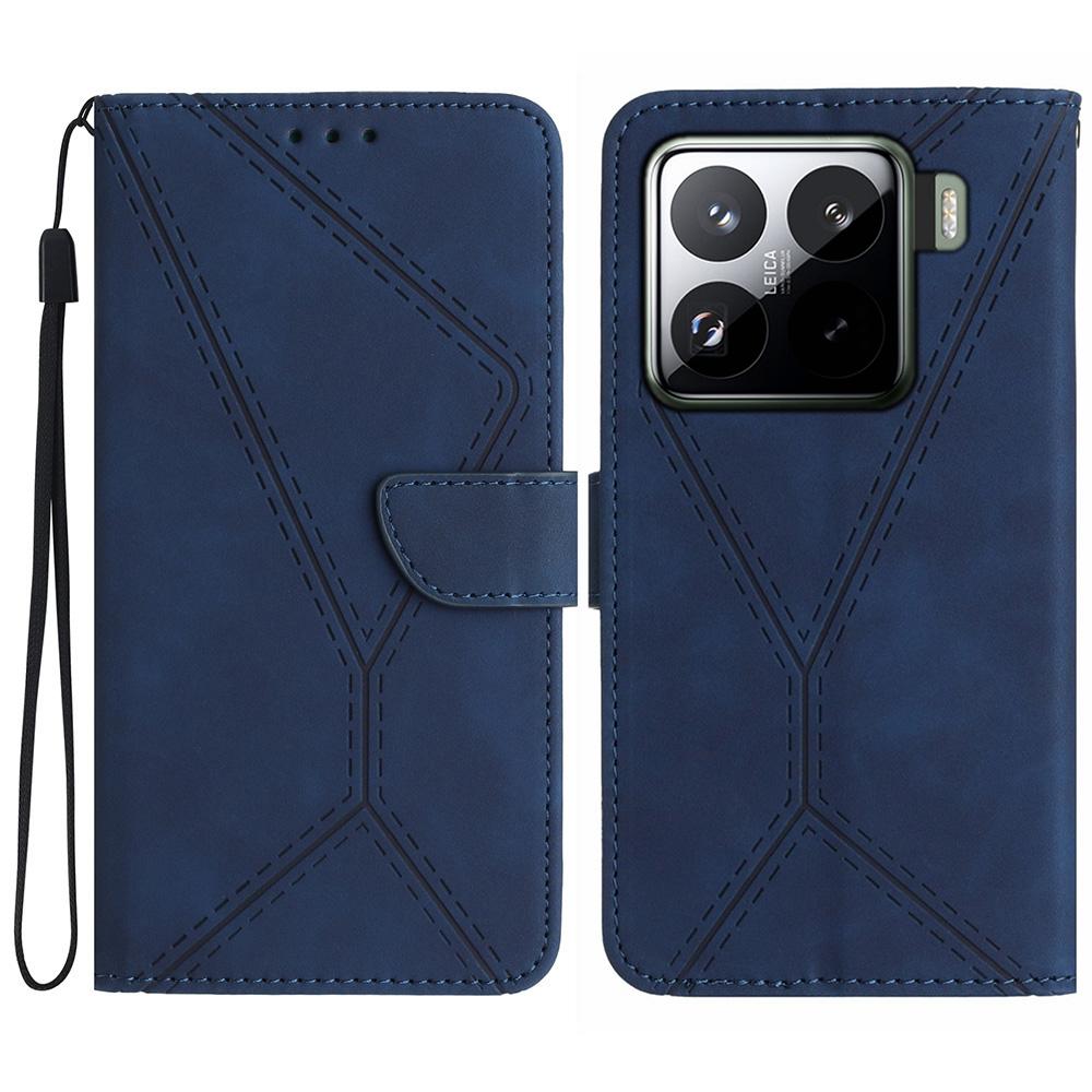 For Xiaomi 15 Pro Case PU Leather Flip Phone Cover Skin Touch Lines Imprint