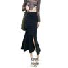 Plus Size Women's High Waist Stretch Denim Fishtail Midi Skirt
