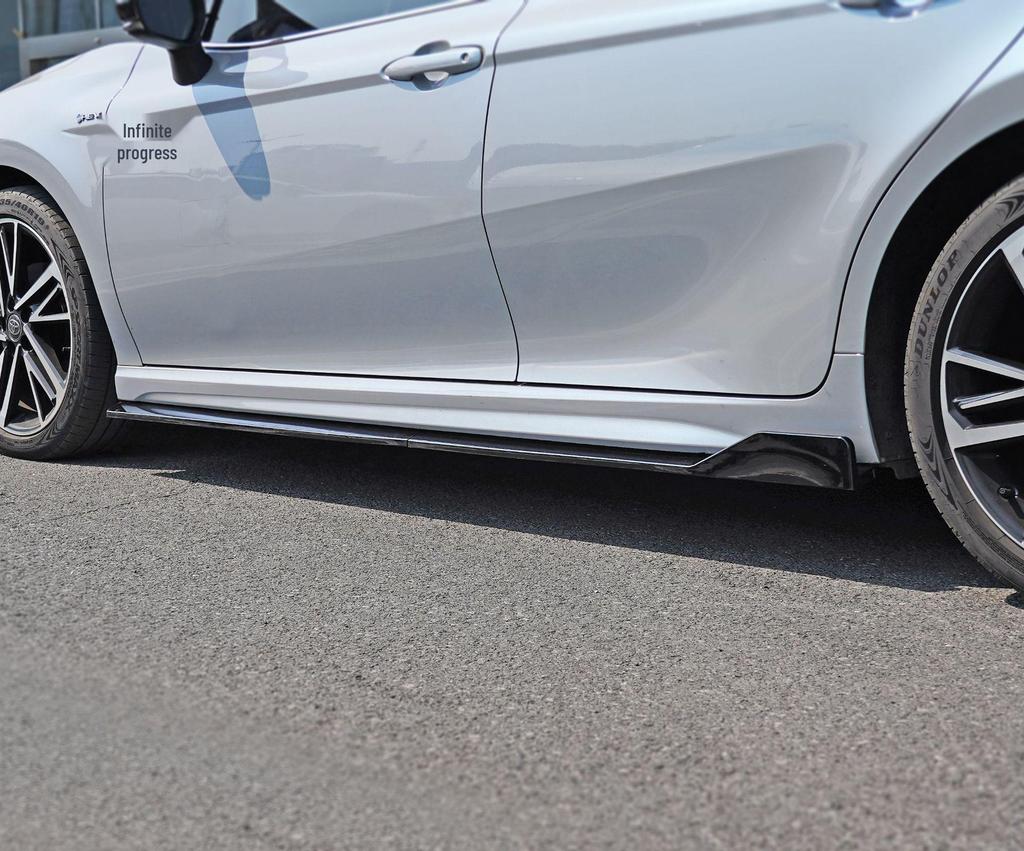 Fits '24-'25 Camry DC Model: Front Bumper Lip Kit, Side Skirts, Rear Spoiler, Top Spoiler, Rear Bumper Protectors.