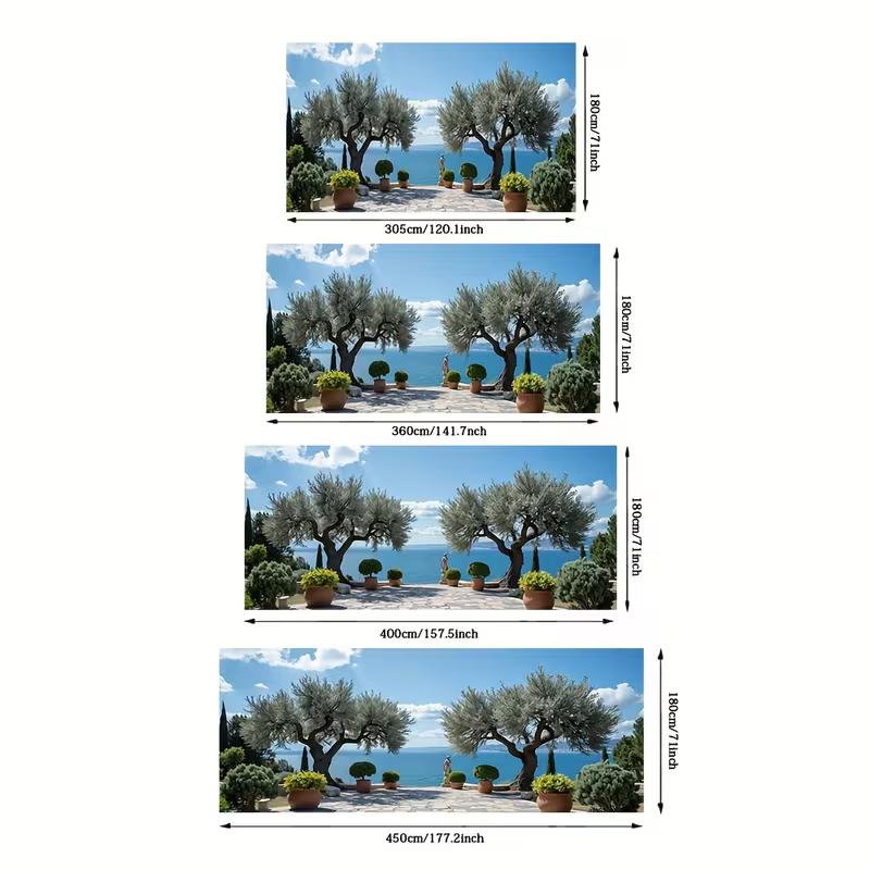 2D Mediterranean Coastal Garden Backdrop Photography Background Banner