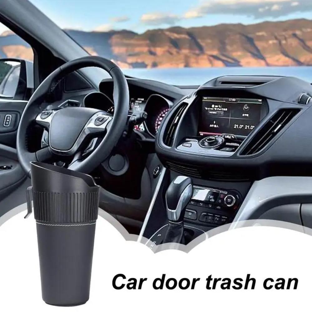 Leather Wrapping Car Trash Can Multifunctional Vehicle Dustbin Waste Bin Cup Holder Auto Parts