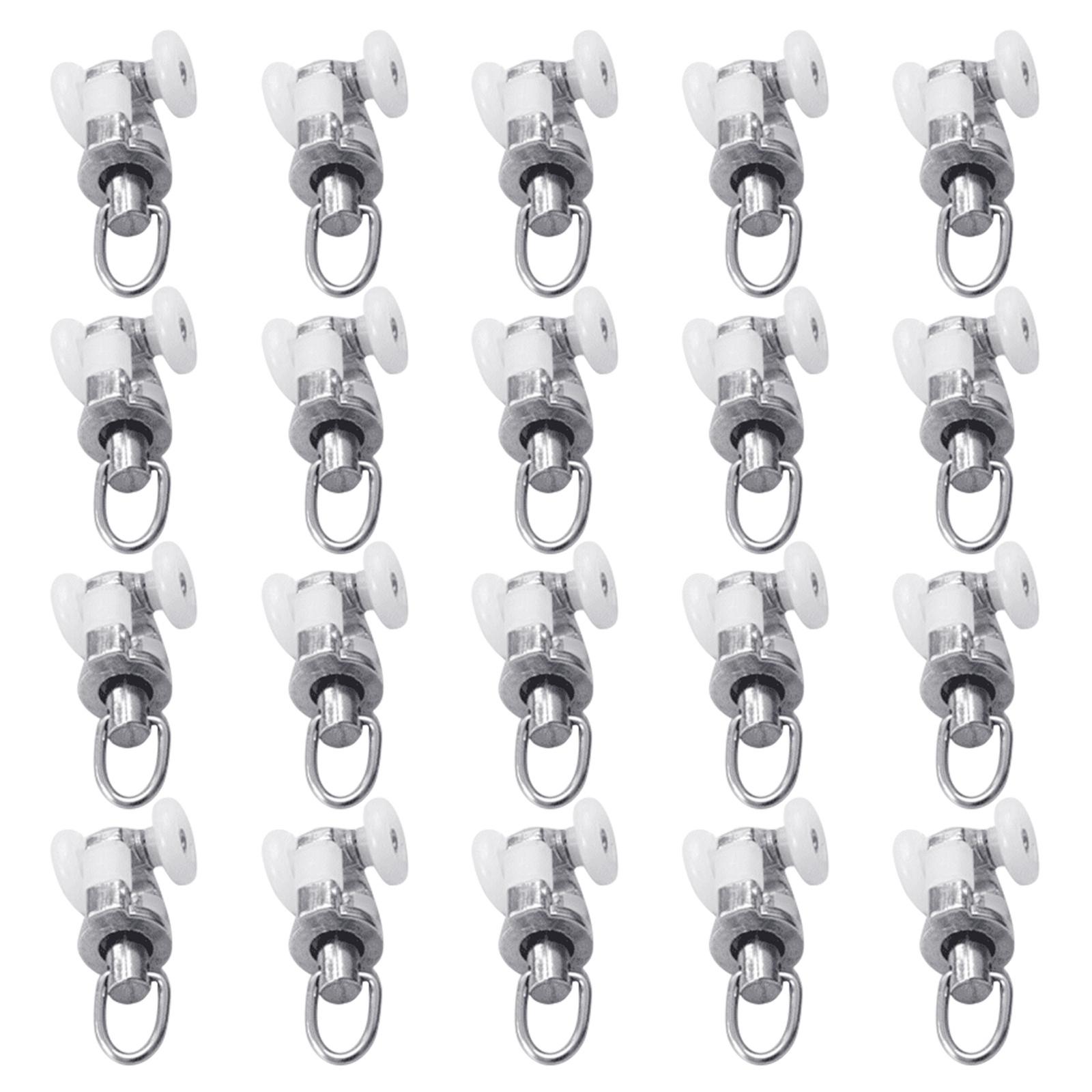 

20Pieces Aluminum Curtain Rollers 360 Degree Rotating Shower Curtain Hooks For Easy Sliding And Quiet Operates