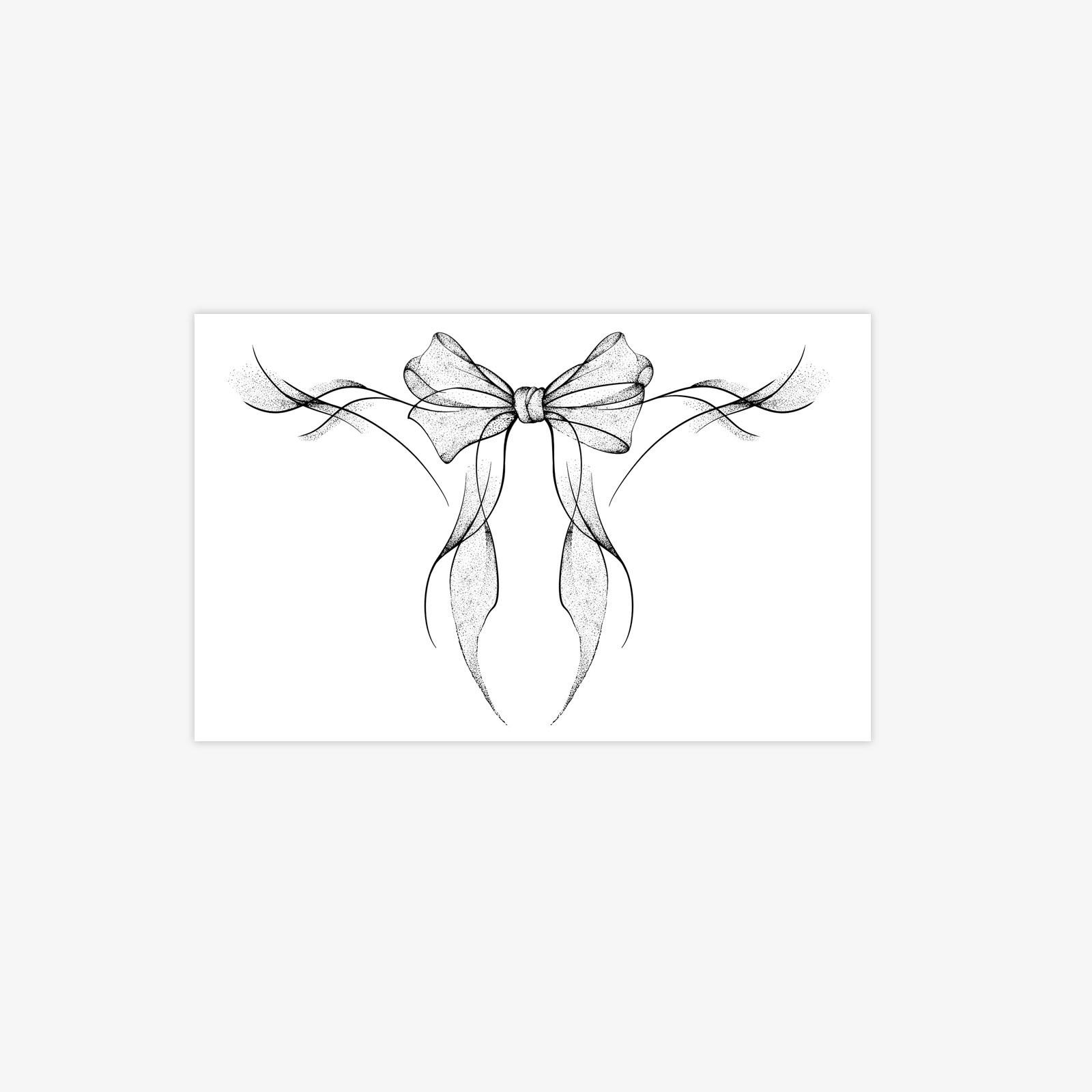 Sweet And Cool Dark Wind Bow Tattoo Sticker, Point Thorn Line Advanced Sense Disposable Waterproof Thigh Sticker 12*19