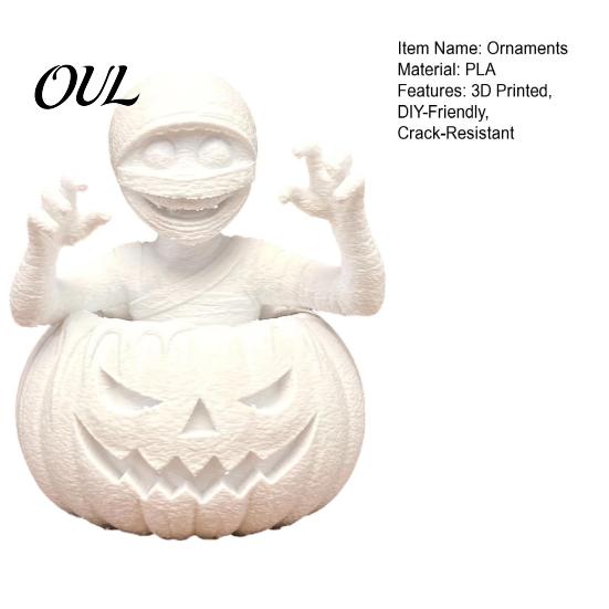 Personalisiertes Geschenk für Erwachsene 3D-gedruckte Kürbisjunge Figur, Ungemalte weiße DIY-Statue, Moderne minimalistische Raumdekoration Halloween Mumien-Skulptur,