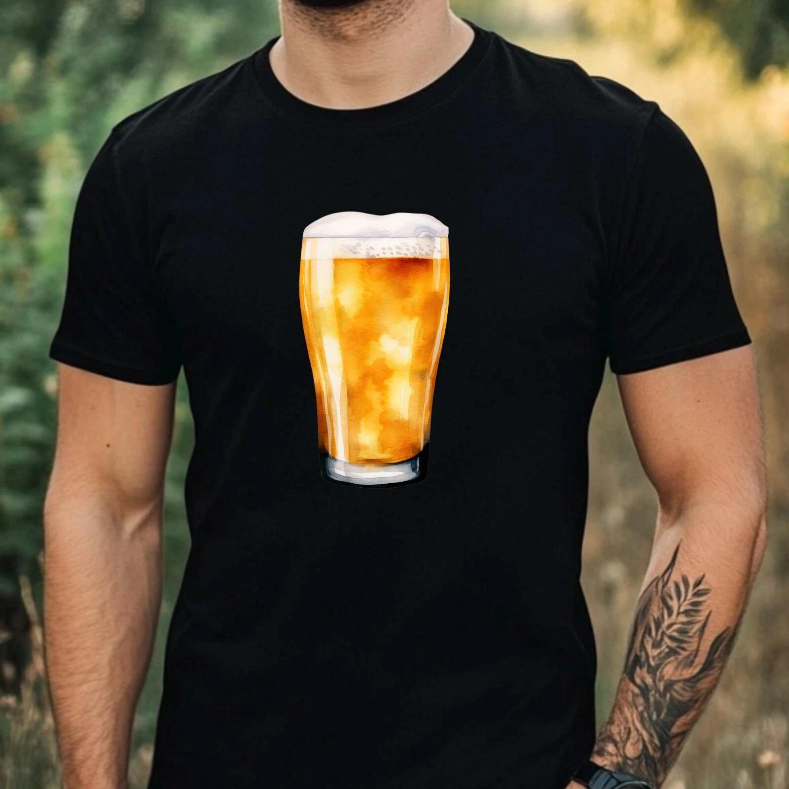 T-Shirt Herren Aquarell Bier Motiv Baumwolle Größe XS bis 5XL XXXL