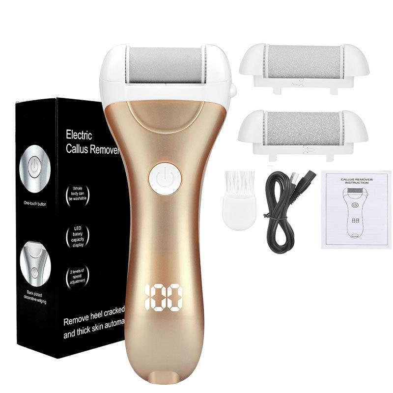 

Electric foot callus remover with 2 grinding heads for foot care, remove dead, cracked skin золотой