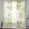 Romantischer Frühlingsblumen-Voile-Vorhang, Aquarell-Blumen-Tüllvorhänge, Fensterbehandlung für Küche/Schlafzimmer/Wohnzimmer