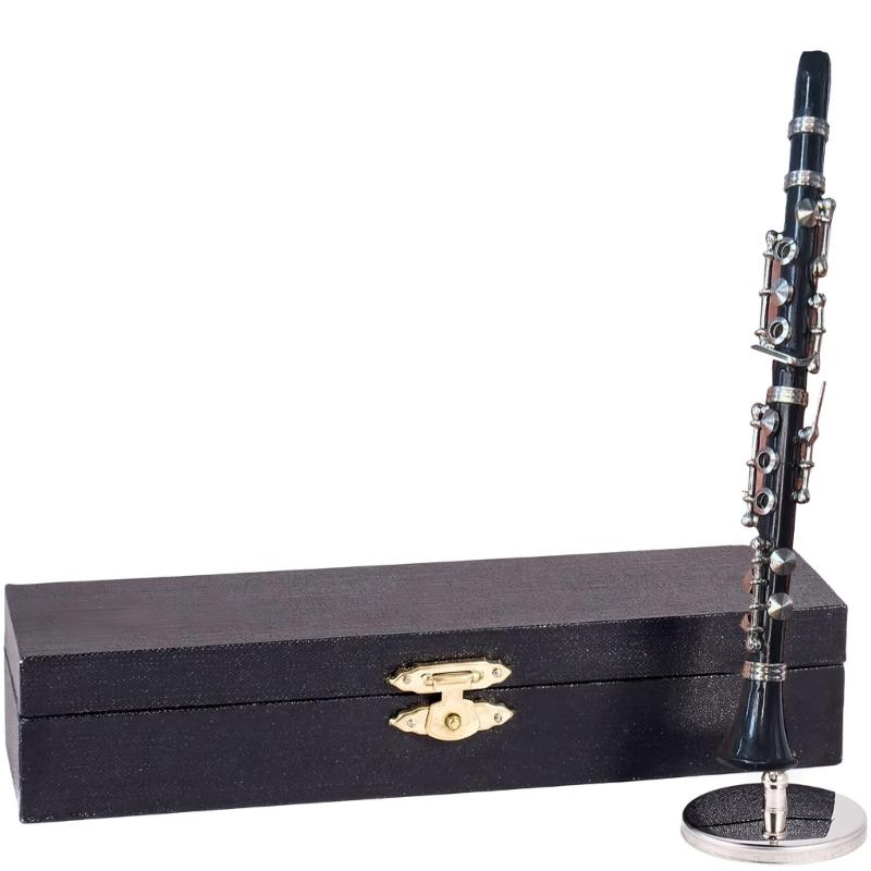 Miniature Clarinet Replicas with Stand and Case Gold Plated Model Musical Instrument Decoration For Music Lovers