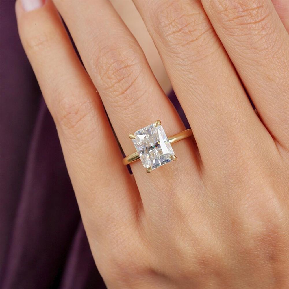 1-4CT Radiant Cut Moissanite Engagement Ring GRA Certified   CopperSolitaire Diamond Wedding Bands for Women Jewelry