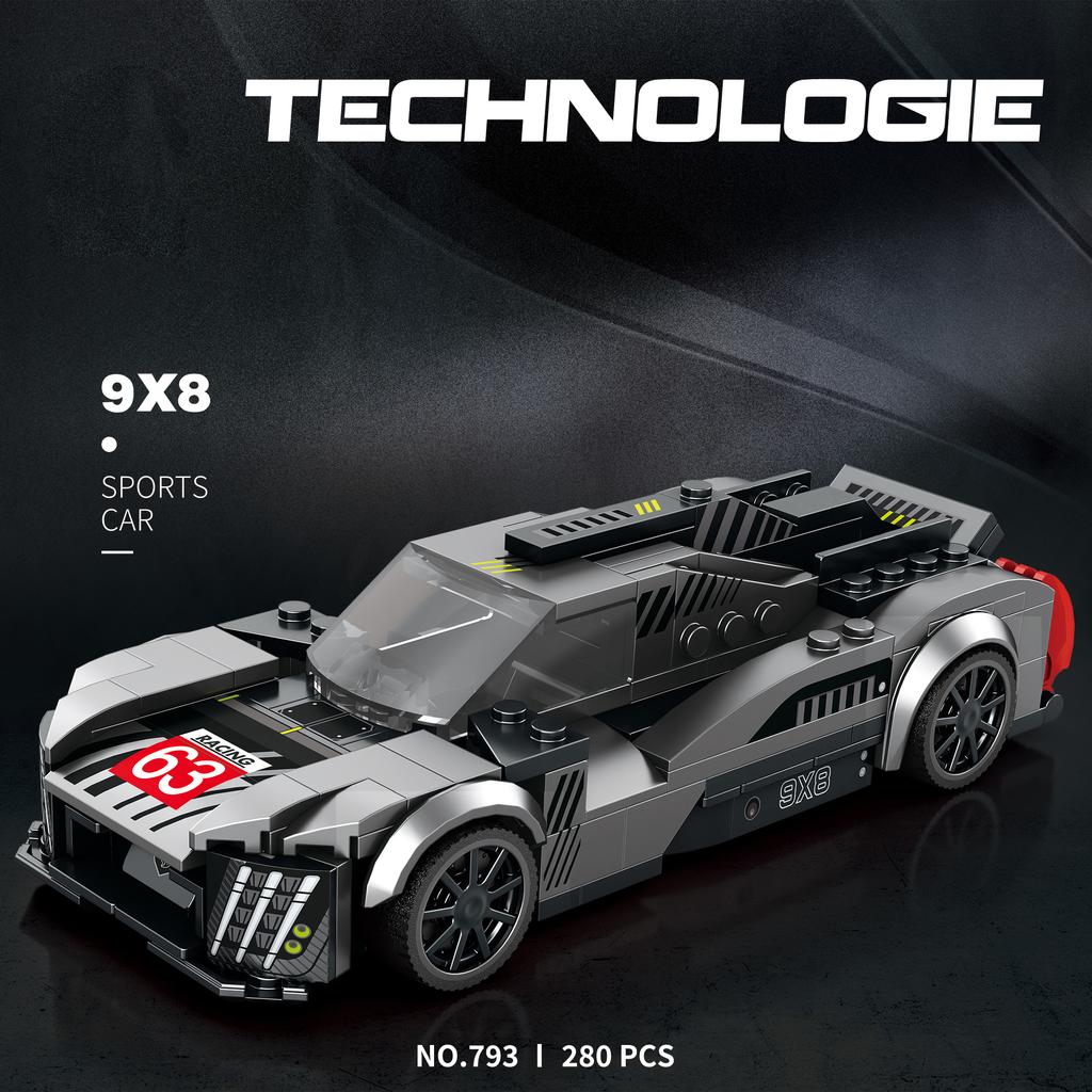 Set de construcție model mașină de curse de viteză 9X8 Supercar Set blocuri de construcție Vehicul de colecție Jucării set 280 buc