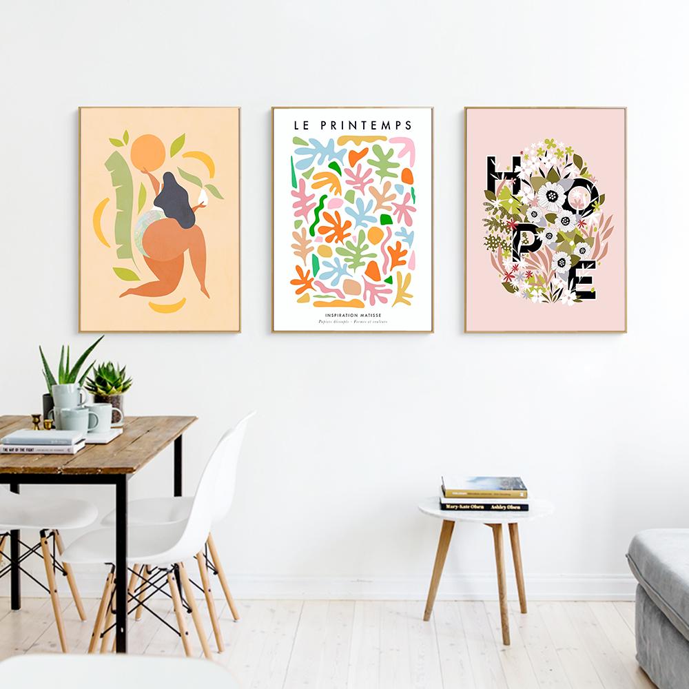 Příroda Láska Výřezy Plakáty Jaro Matisse Malba na plátno Moderní Pastely Květinová Typografie Tisk Nástěnná Umělecká Dekorace Domácí Obrázky