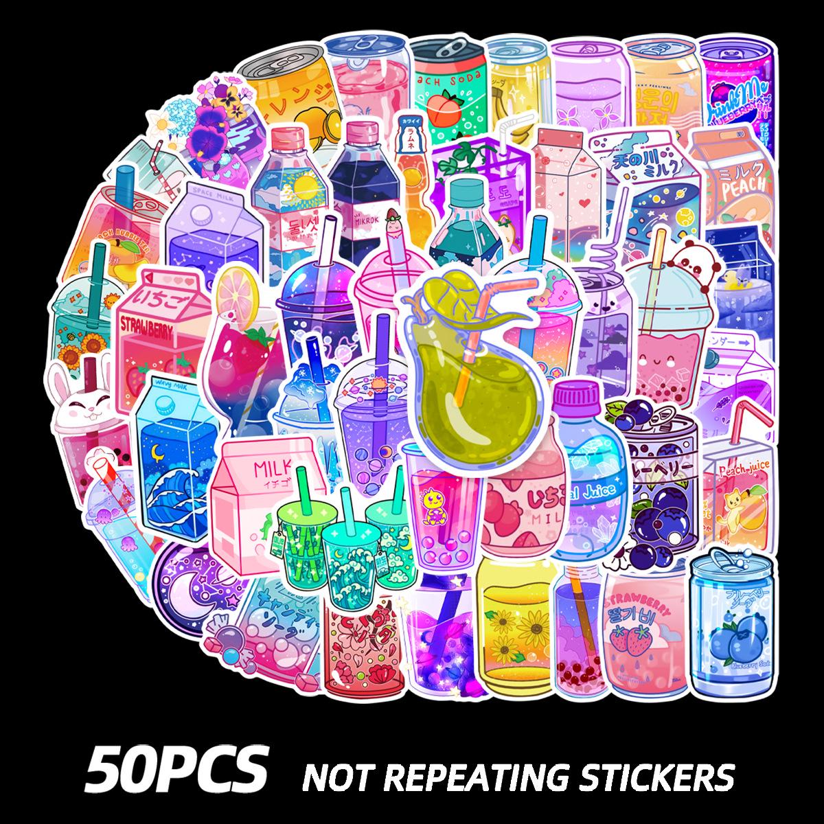 50 Cartoon Drink Stickers for Phones, Guitars, Helmets, Computers & Tablets – Waterproof Decor. 50 Unique