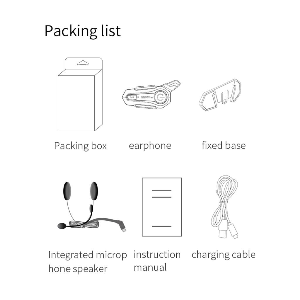 Motorcycle BT Intercom with Helmet BT Headset Waterproof Universal Communication System for ATV