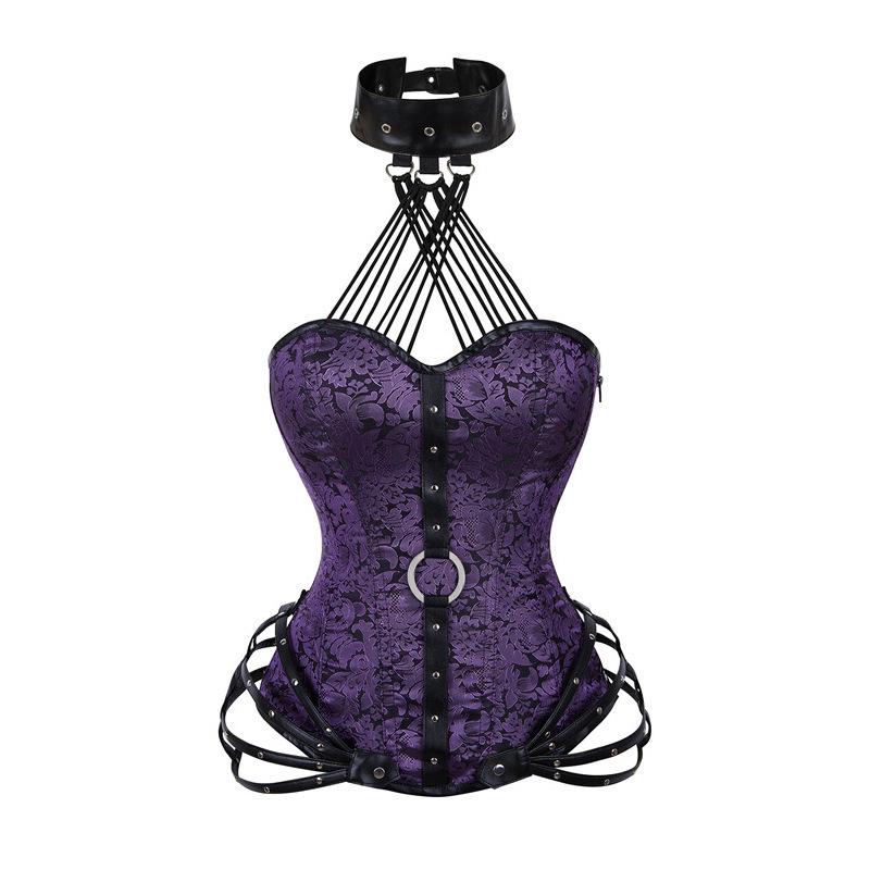 

Европейский и американский ретро-корсет Palace: Сексуальный топ со стальными косточками, корректирующий фигуру M фиолетовый