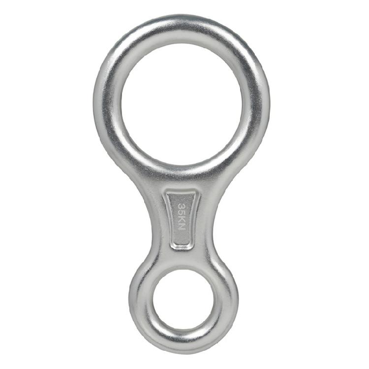 

Multiple Use Safety Focused 35KN Figure 8 Climbing Descender, Work Rope Control for Mountaineering Rappelling Adventure серебряный