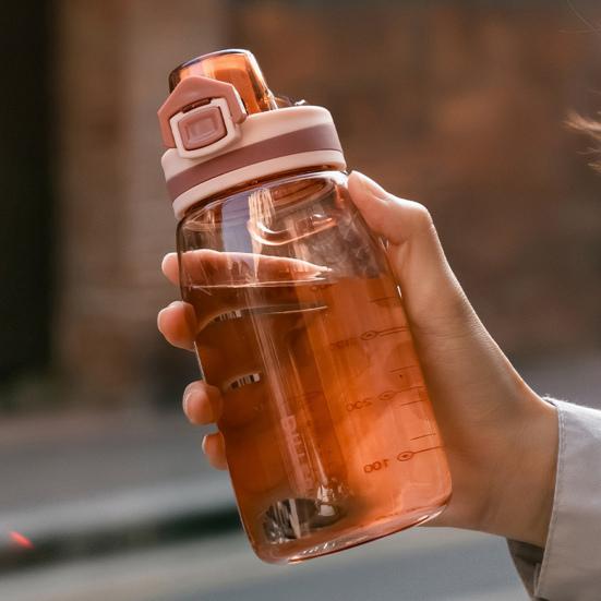 350ml/550ml DILLER Polycarbonate Space Cup Good Sealing Flip Lid Leakproof Sport Water Cup With Scale for Outdoor