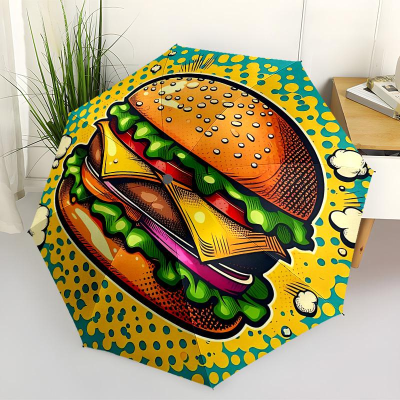 1pc Cheeseburger Automatic Open/Close Umbrella, Folding Compact Umbrella with Lightweight Design for Women/Men yy251028252