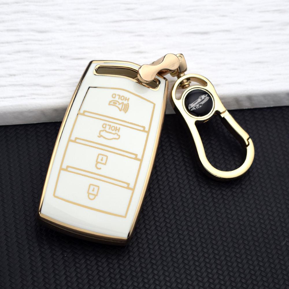TPU Car Smart Key Case Cover for Hyundai Genesis G70 G80 G90 EQ900 4 Buttons Full Protection Key Fob Shell Protector Key Chains