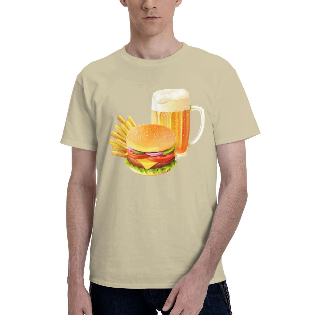 1 Piece Fast Food Funny Graphic 100 Cotton Tshirt Cheeseburger Tops Tees For Unisex