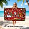 Christmas Theme Quick Dry Beach Towel Custom Name Text Print Large Sand Resistant Towel Beach Vacation