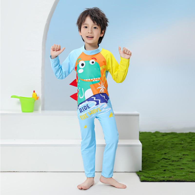 Children's Long Sleeve Sun Protection Quick-Drying Swimsuit Set for Boys