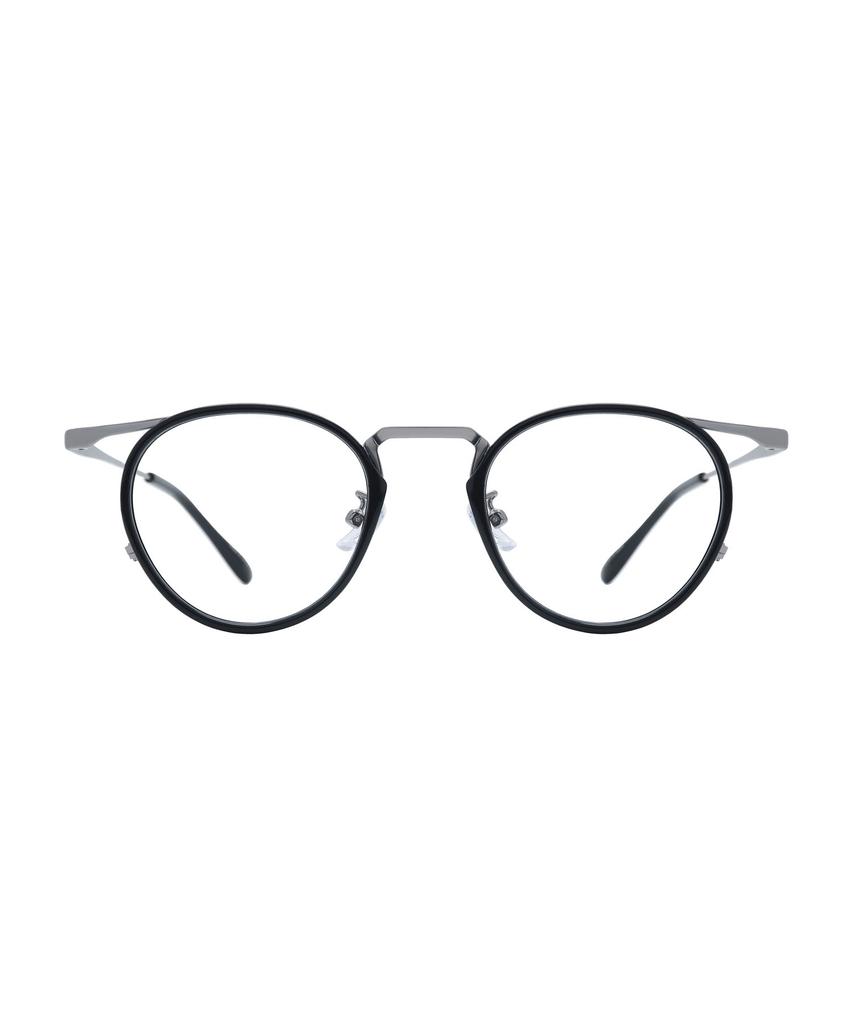 Oateu Twain Black Silver Round Combination Metal Glasses