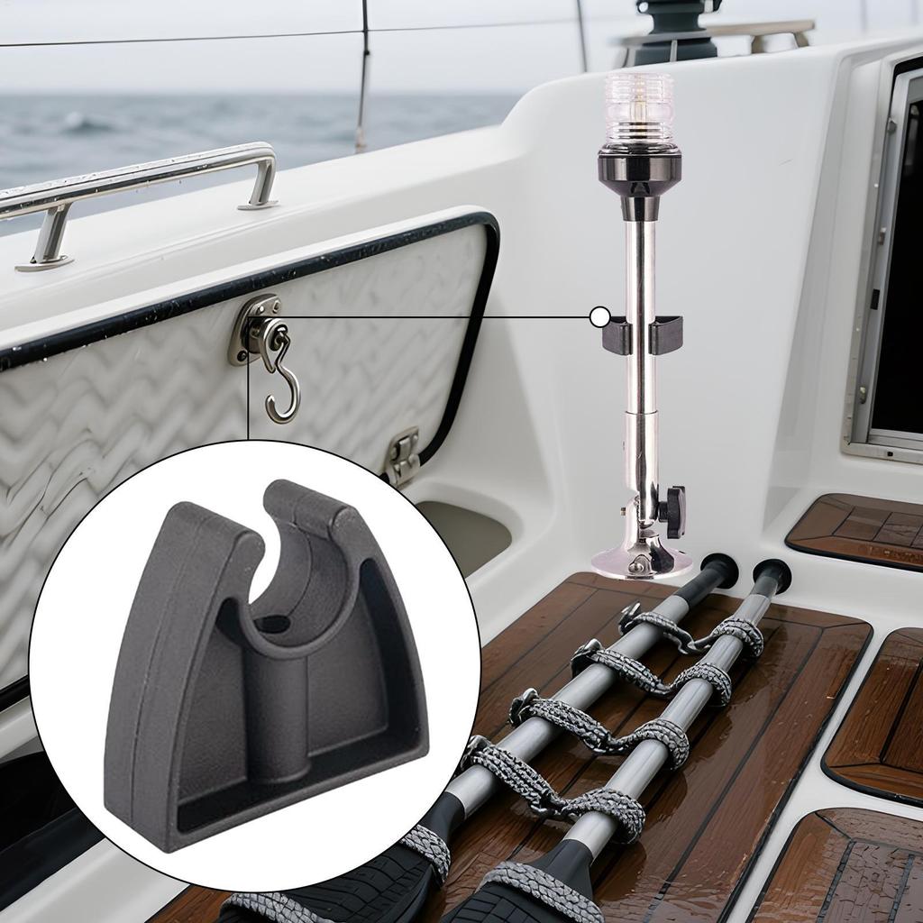 Marine Pole Light Storage Clips Black Boat Pole Light Holder Holder For Hook Organization Deck Wall Marine Ship Dock Kayak