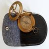 Antique Brass Magnetic Sundial 3" Compass With Handmade Black Leather Case Gift