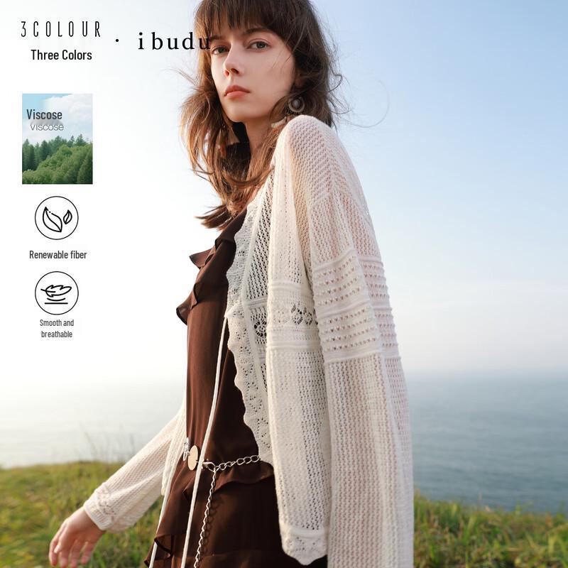 Sancai Women s Hollow Knit Tie-Front Cardigan Sweater S