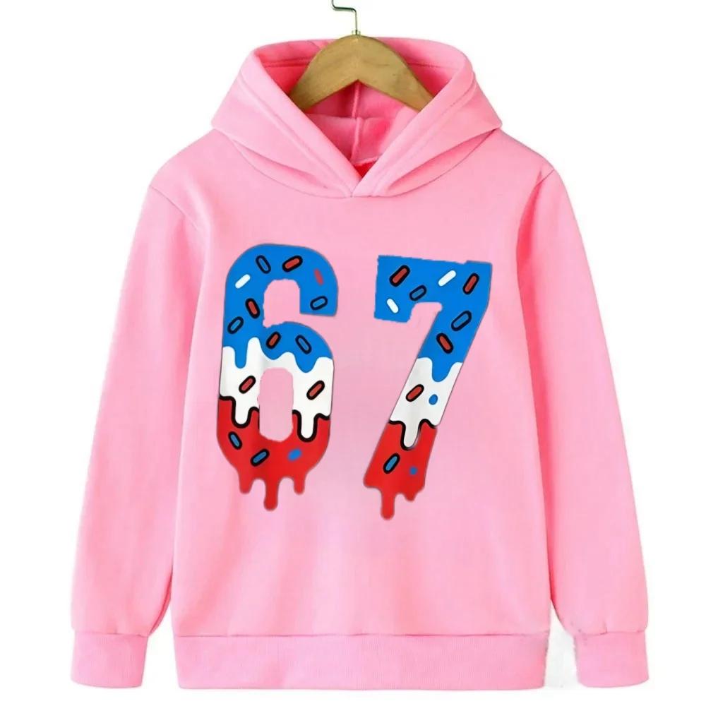 Spring Autumn 67 Children's Hoodie Kids Casual Boys Girl Pullover Fashionable and Funny Comfortable Sweatshirt Hoodies Coat