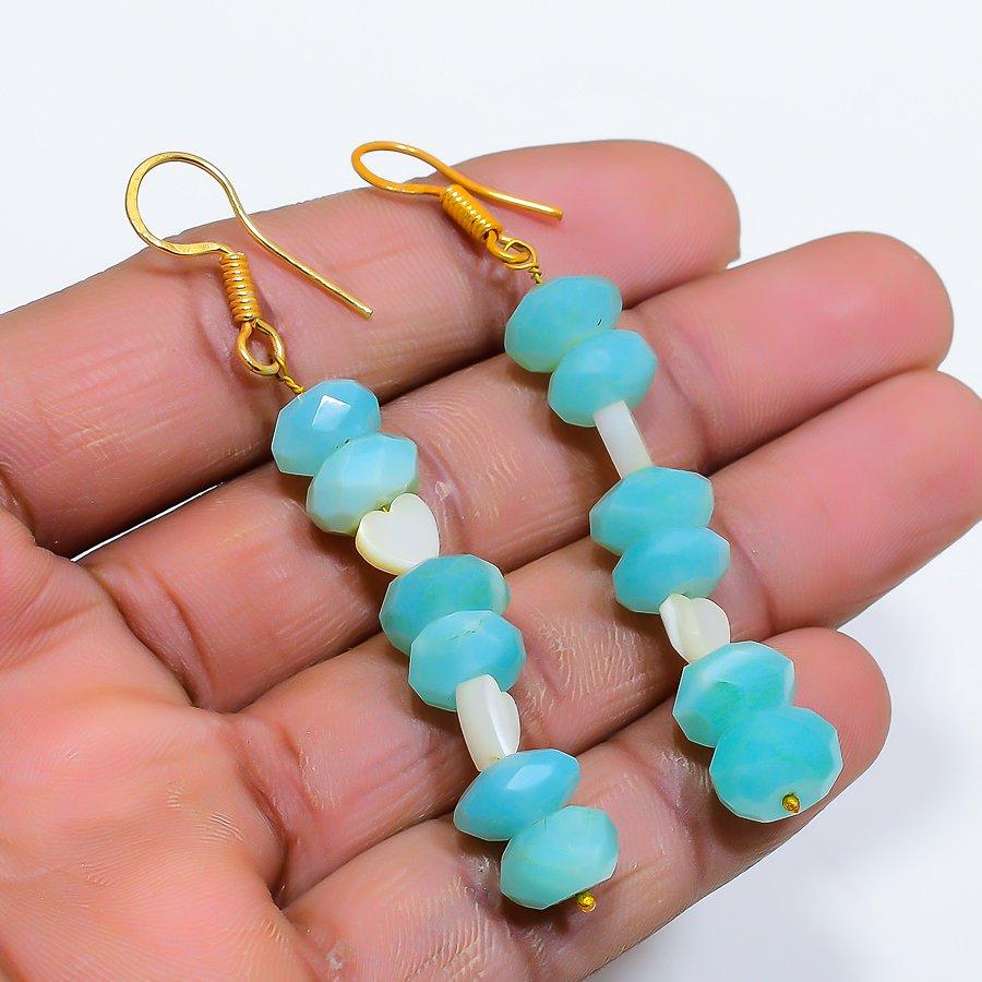 

Republic Larimar Gemstone 925 Sterling Silver Jewelry Earring 2.64 GK-4879