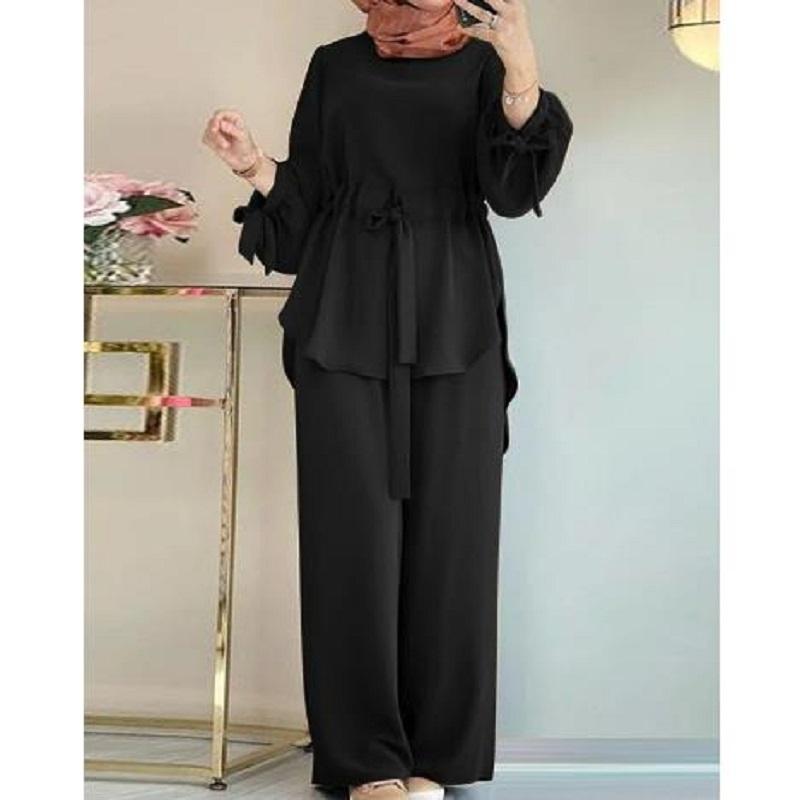 Muslim Women Sets Long Sleeve Loose Pant Suits Elegant Fashion Casual Tracksuit