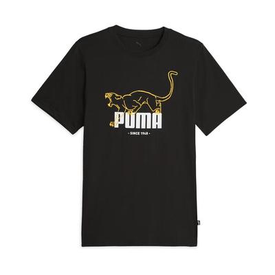 Camiseta de Manga Corta para Hombre con Estampado Básico de Animales y Letras de Moda Negra 690665-01