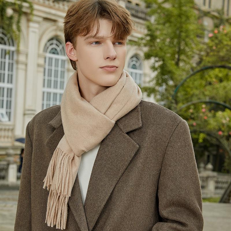 Men's Solid Color Scarf Autumn and Winter New Versatile Wool Scarf Korean Atmosphere Cashmere Scarf Women's Winter Warmth