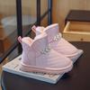 Süße Prinzessin Rosa Perle 2024 Neue Winter Kinder Schnee Stiefel Runde Kappe Mädchen Einfarbig Casual Non-slip Kind Mode stiefeletten