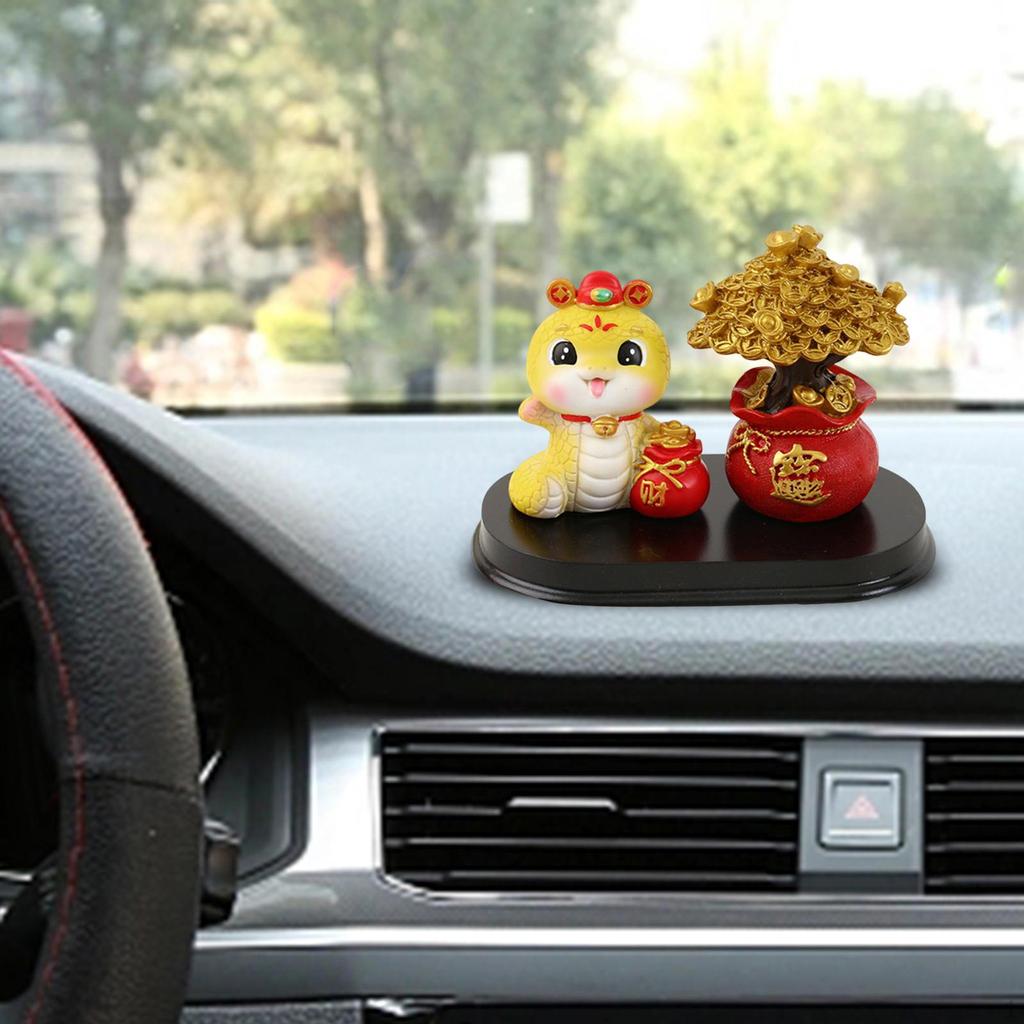 Feng Shui Money Tree Statue, Resin Snake Figure, Chinese Zodiac Sign for The Shelf