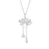 925 Sterling Silber Temperament Mode Quaste Lotus Anhänger Halskette Geburtstagsgeschenk
