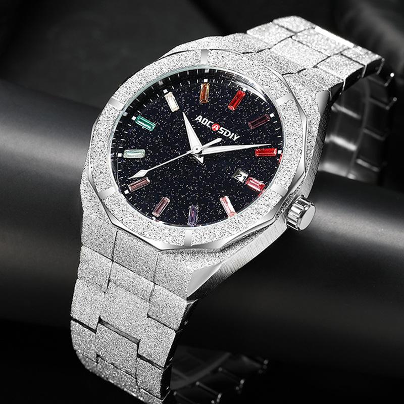Full Diamond Luxury European and American Royal Oak Men's Watch True Luminous Waterproof