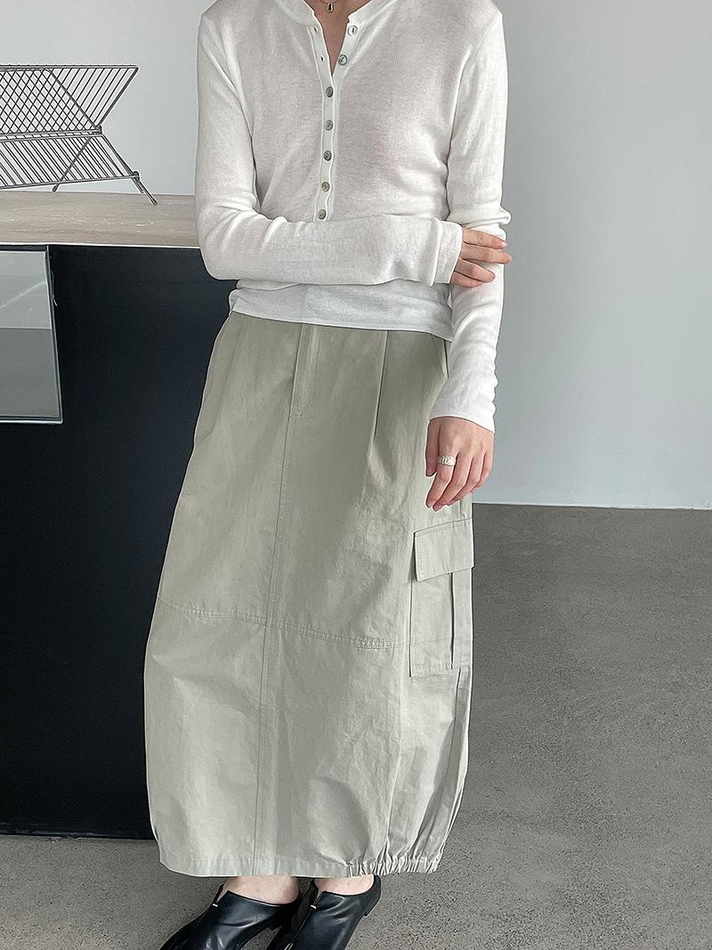 Taochuan, heavy industry! Korean versatile high-waisted tooling skirt women s 25 autumn fashion elastic waist versatile skirt 2798 M