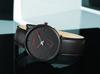 BUREI Men's Black Watch, Simple, Stylish, Popular, Waterproof, Stylish Brand, Men's Watch (Black-Black-Red, Leather)