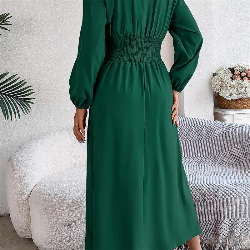 2026 Spring/Summer Women's V-neck Long Sleeved Sexy Split Dress S-XL