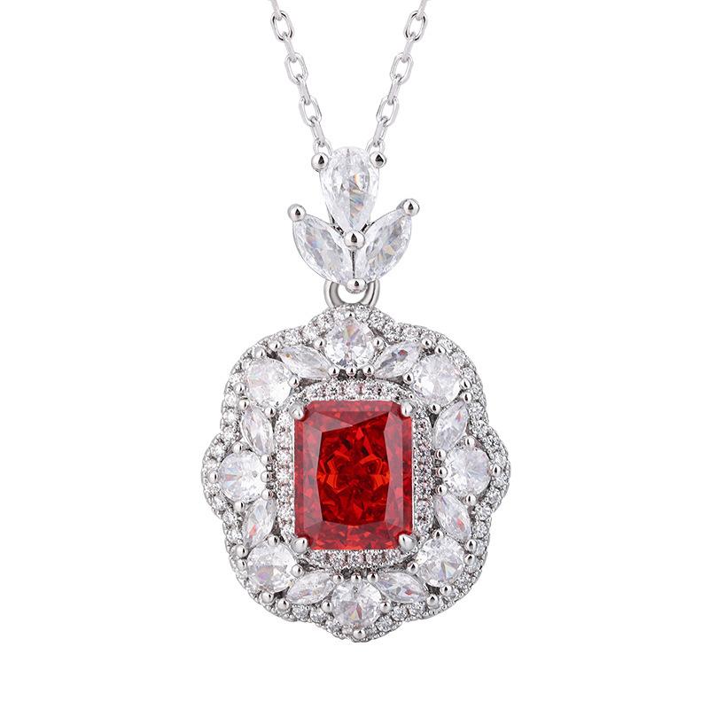 Autumn And Winter Jewelry High Carbon Diamond Ice Flower Cut Copper Inlaid Square Set Main Stone 8 * 10