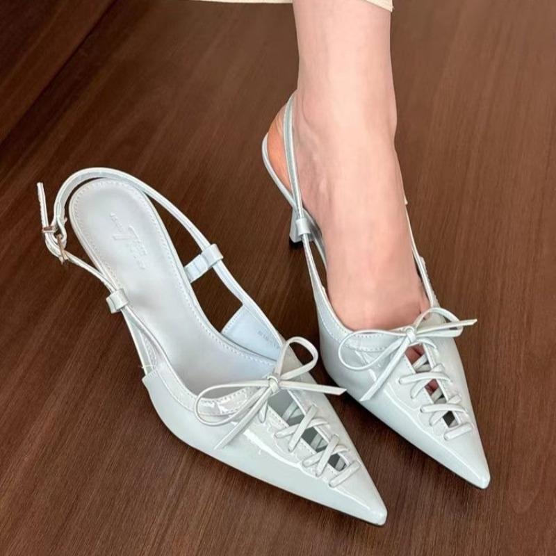 Small-scale Lace-up Pointed-toe High-heeled Sandals. New Style Thin-soled Platform Women's Shoes.