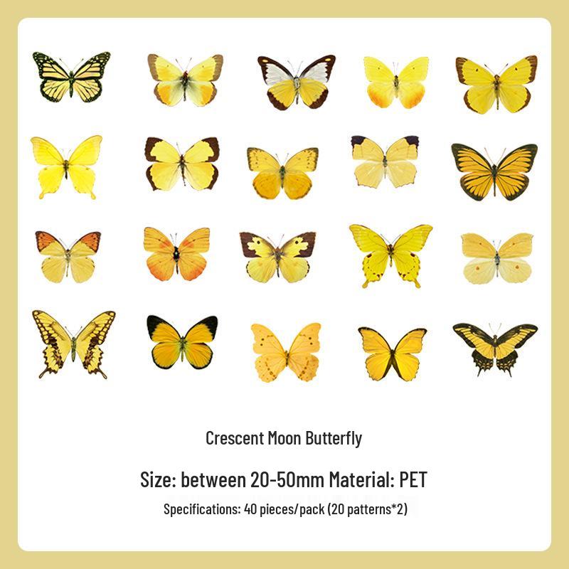 PET Butterfly & Cartoon Stickers for DIY Journaling, Guka Decoration, Kids' Water Bottles, and Scenery Designs.