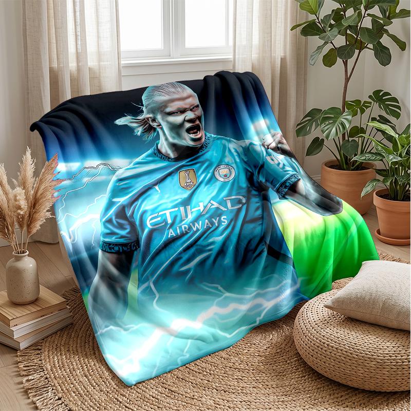 Erling Haaland Theme Blanket Soft Flannel Blanket Plush Throw Blanket Cozy Sofa Bed Blanket for Home Decor