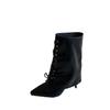 2025 autumn and winter new thin heel temperament thin lace-up boots pointed head Korean version high heel